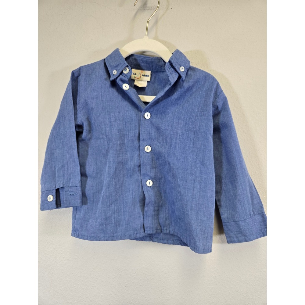 B.T. Kids Blue Chambray Long Sleeve Button Down Dress Shirt 24 Months